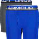 Under Armour Boy's Multipack Performance Tech Boxer Brief, Lightweight & Smooth Stretch Fit, Ultra Blue/Gray, Small