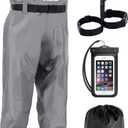 Foxelli Chest Waders  Waterproof 2-ply Nylon/PVC Camo Hunting Fishing Waders for Men and Women with Boots (9, Grey)