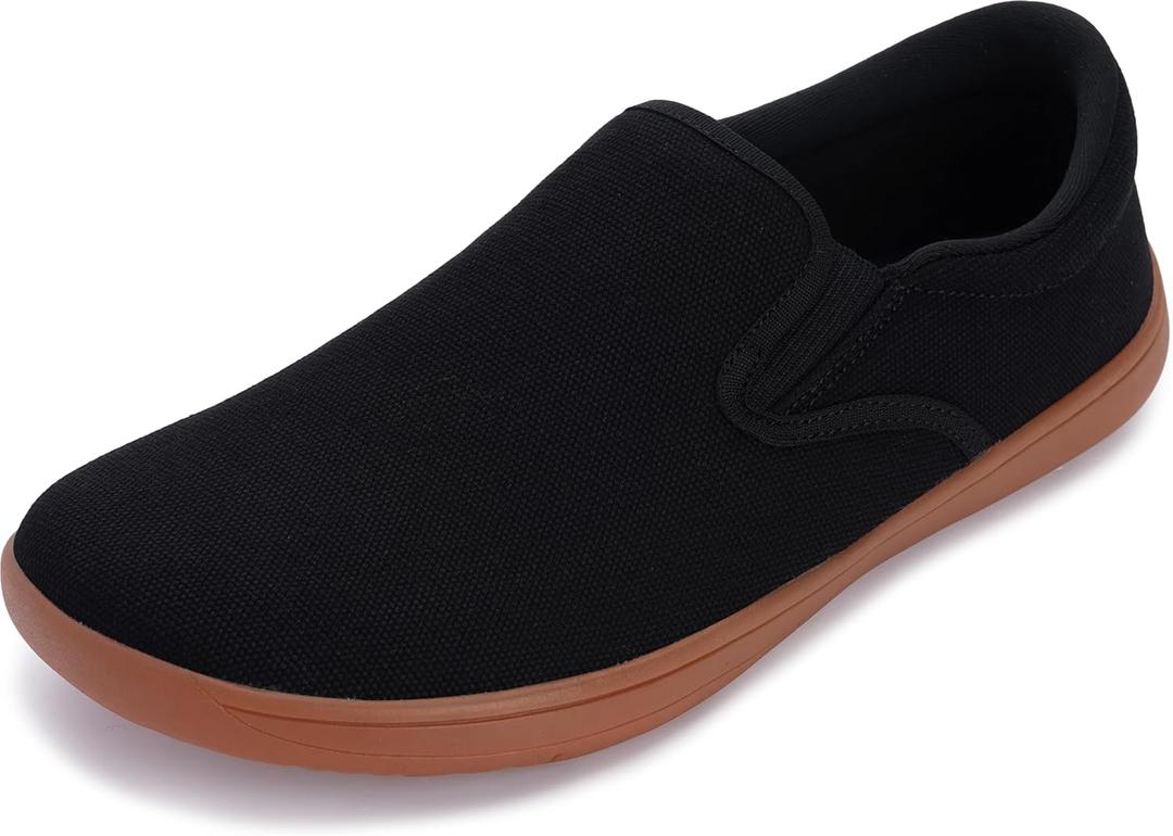 WHITIN Men's Wide Toe Box Slip on Barefoot Shoes | Minimalist Sneakers | Zero Drop Sole (W863 | Black Gum) 44