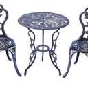 KAILI Outdoor Furniture Bistro Set with Rose Pattern 1 Table 2 Chairs for Garden Patio Porch (Rose-Bronzed)