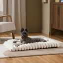 Town & Country Luxe CuddleTown Ribbed Bubble Stripe Pillow Crate Mat Pet Bed, Machine Washable Cover, Soft & Calming, Non-Slip Bottom, Cream, Medium 35"x24"x3"