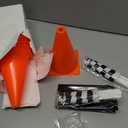 7inch Orange Racing Traffic Cones With Holes on Top,Checkered Flags,Racetrack Floor Runner,Race Car Birthday Party Decorations,Table Centerpiece Supplies 38PCS Set