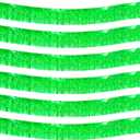 6 Pack 10 Feet Foil Fringe Garland Metallic Tinsel Streamers Banner Wall Hanging Backdrop Banner for Parade Floats Mardi Gras Party Decorations(Green)