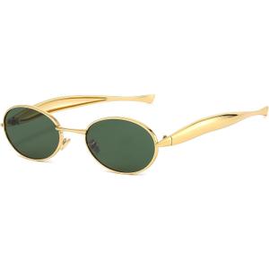 AIEYEZO Retro Oval Sunglasses for Women Men Fashion Gold Frame Sardine Sun Glasses Suitable for Small Faces