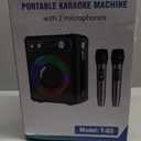 Karaoke Machine with 2 Wireless Microphones, Portable Bluetooth Speaker for Adults Kids, PA Systems Support TWS Echo Adjust TF USB AUX for Home Party Outdoor Travel (T03-2 MICS)