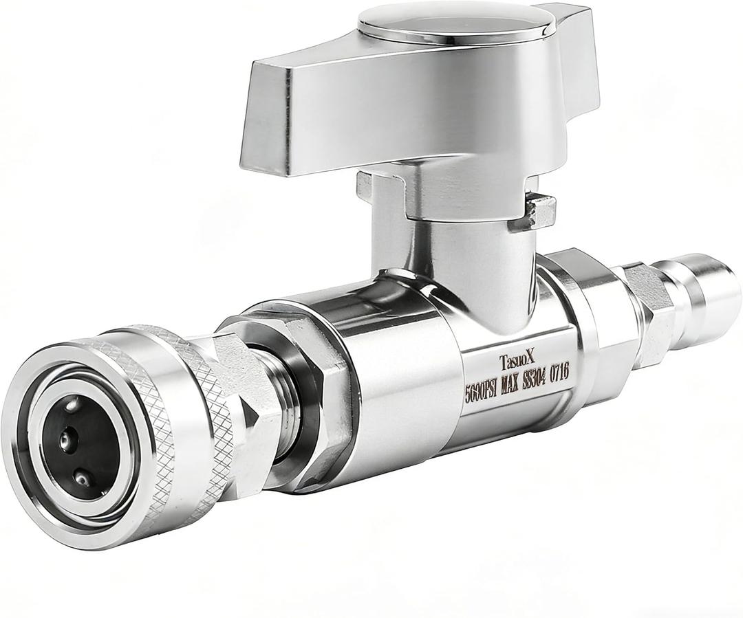 Ball Valve Pressure Washer, 3/8" Quick Connect Ball Valve Kit, High Pressure Shut Off Valve for Power Washer Hose, 5000 PSI, Stainless Steel