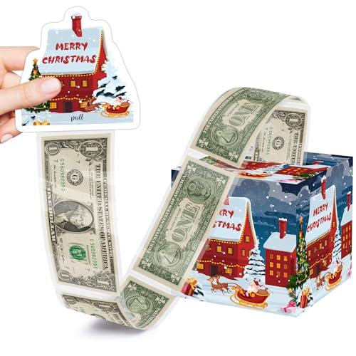 Christmas Money Box for Cash Gift, Merry Christmas Money Pull Box, Surprise Box Gift for Women Men, Funny Money Holder Gift for Cash with Pull Out Card, Xmas Party Decorations