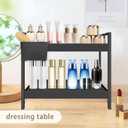 Bathroom Countertop Organizer with Basket & Hooks, 2 Tier Bathroom Organizers and Storage for Perfume, Cologne, Spice, Black Vanity Organizer for Kitchen, Office and Under Sinks (11.6" x 6.7" x 11.8")