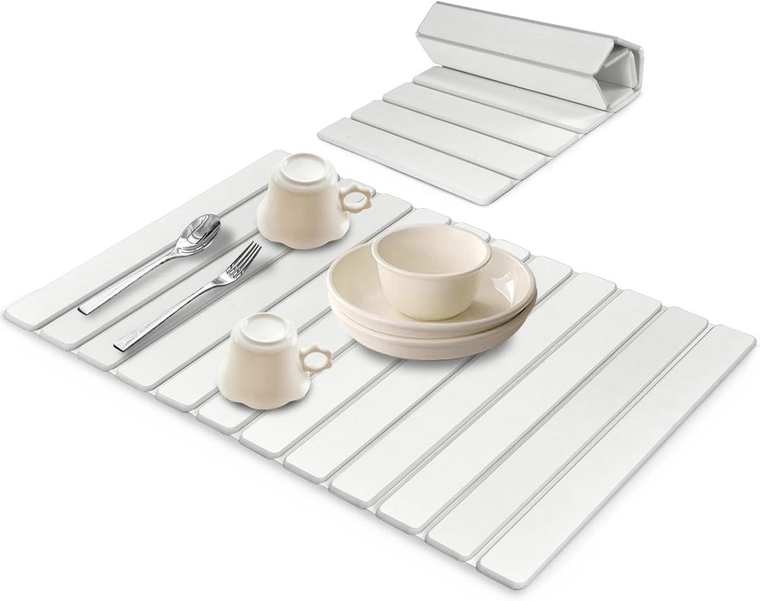 Extra Large Stone Dish Drying Mats for Kitchen Counter, 28"(L)16"(W), Eco - Friendly Diatomaceous Stone Mats, Non - Slip Collapsible Absorbent Stone Dish Drying Mat for Multi - Purpose