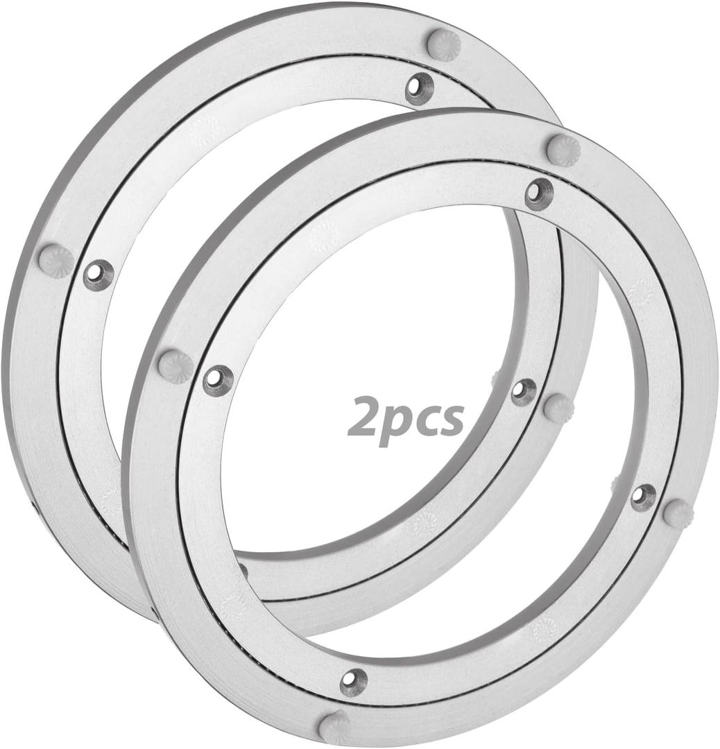 2 PCS 8 Inchs Lazy Susan Aluminum Bearing Lazy Susan Rotating Turntable Bearing Swivel Plate Hardware, Metal Rotating Turntable Bearings Swivel Plate Hardware for Dining-Table