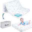 Mochen Trifold Pack and Play Mattress, 38"x 26" Gel Memory Foam Pack Play Mattresses for Baby Toddlers with Breathable Washable Cover & Carry Bag, Portable Travel Playpen Mattress for Pack N Play