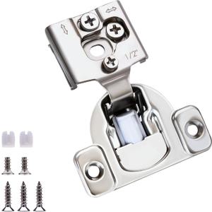Soft Close Cabinet Hinges, HTCELLE 50 Pack 25 Pair 1/2 inch Overlay Self Slow Closing Door Hinges for Kitchen Cabinets, Face Frame Cabinet Concealed Hinges with Built-in Damper, 3 Way Adjustability