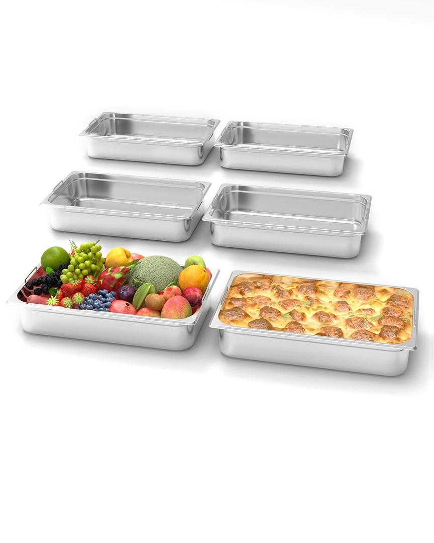 Takywep6 Pack Hotel Pans,4" Deep Full Size Steam Table Pans,Full Size Food Pan,Half Size Hotel Pans[NSF Certified],Catering Food Pan Commercial Stainless Steel,Handle + No Lid