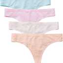 Wealurre Women's Cotton Thong Breathable Panties Low Rise Underwear, Light Basics (Medium)