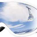 Supertrip Snow Ski Goggles Anti-Fog 100% UV Protection Snowboard Skiing Goggles (1-white Frame/Silver Lens(vlt 12%))