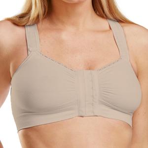 Alice Post Op Bra Compression Front Closure Adjustable Straps - Breast Reduction Augmentation Mastectomy Recovery (X-Large, Beige)