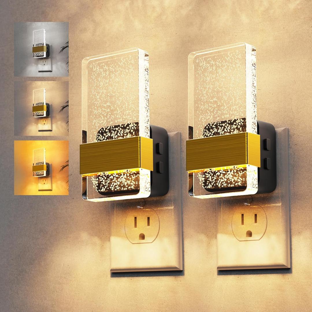 L LOHAS LED Night Light, 2 Pack 3CCT Night Lights Plug Into Wall, 2000K/3000K/5000K Adjustable Color Temperature Nightlight, Dusk to Dawn Sensor Dimmable Nightlights for Bathroom, Hallway, Gift