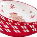 Bico Traditional Gingerbread Man Pasta Bowls, 35oz Salad Bowl Set of 4, Large Ceramic Serving Dinner Bowls for Soup and Cereal, Microwave and Dishwasher Safe, Gift for Housewarming and Holiday