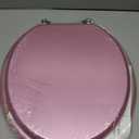Round Toilet Seat Wood Toilet Seat Prevent Shifting with Zinc Alloy Hinges American Standard Size Toilet Seat Easy to Install also Easy to Clean (Round,Sparkling Pink)