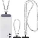 Canlierr 2 Pack Phone Chain Crossbody Phone Strap Lanyard Metal Neck Wrist Bracelet Chain Charm with Tether Tab for Women(Silvery)