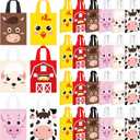Sweetude 24 Pcs Farm Animal Party Favor Bags with Handle - 9.84'' x 7.87'' Non Woven Candy Treat Bags - Reusable Barnyard Gift Tote Bag for Animal Themed Birthday Party Favor Supply