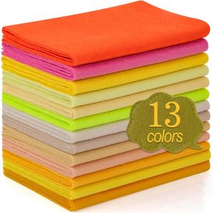 XSEINO 13 Rolls 8"x35" 1.4mm Thick Soft Felt Fabric Sheet 13 Assorted Yellow Series Colors Felt Pack for DIY Craft Sewing Squares Nonwoven Patchwork
