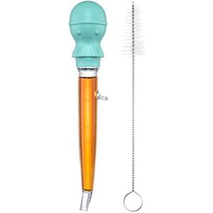 U-Taste 1.5oz Angled Turkey Baster - 228.2℉ Heat Resistant Food Grade Tritan and Silicone Large Octopus Bulb Baster Set with Cleaning Brush for Cooking Basting Meat Poultry Beef Chicken (Aqua Sky)