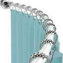 Zenna Home Curved Shower Curtain Rod, No Drill, 50-72 Inch Adjustable Tension Shower Rod for Bathroom, Rustproof, 1-Inch Diameter, Non Slip, Easy Install, Adds Space in Shower, Satin Nickel