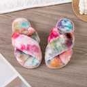 Enteer Women's Slipper Memory Foam Cross Band Fuzzy Slippers Open Toe Cozy House Slippers Cozy Plush Bedroom Indoor Outdoor