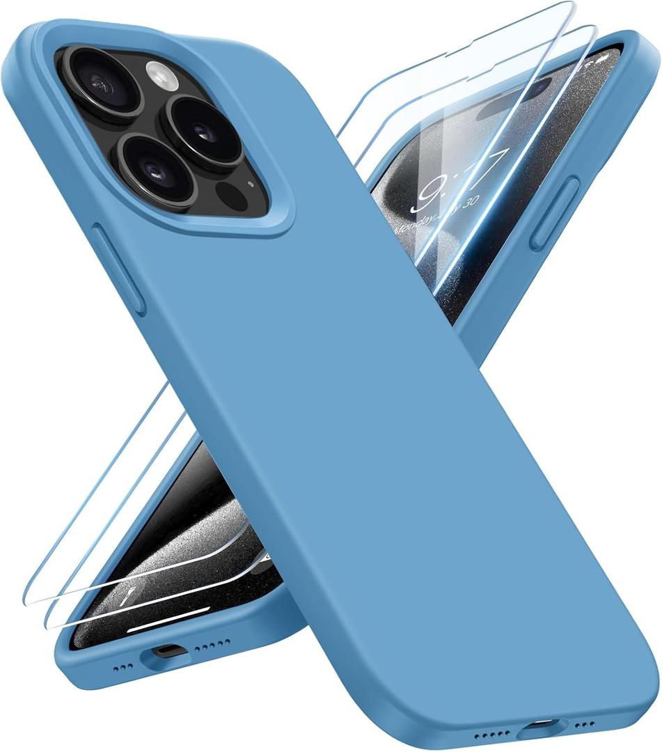 for iPhone 15 Pro Case Liquid Silicone Slim Shockproof Protective Cover 6.1 Inch Anti-Scratch Drop Protection,Cornflower