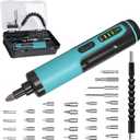 Electric Screwdriver Kiprim 4V Rechargeable Adjustable Torque Cordless Screwdriver Gun with 33 Magnetic Bits Set (2 Drill Bits included),Dual Flashlights,Carrying Box,Type C Cable