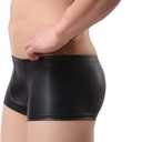 Mens Imitation Leather Underwear Sexs Boxer Briefs (Black, XL)