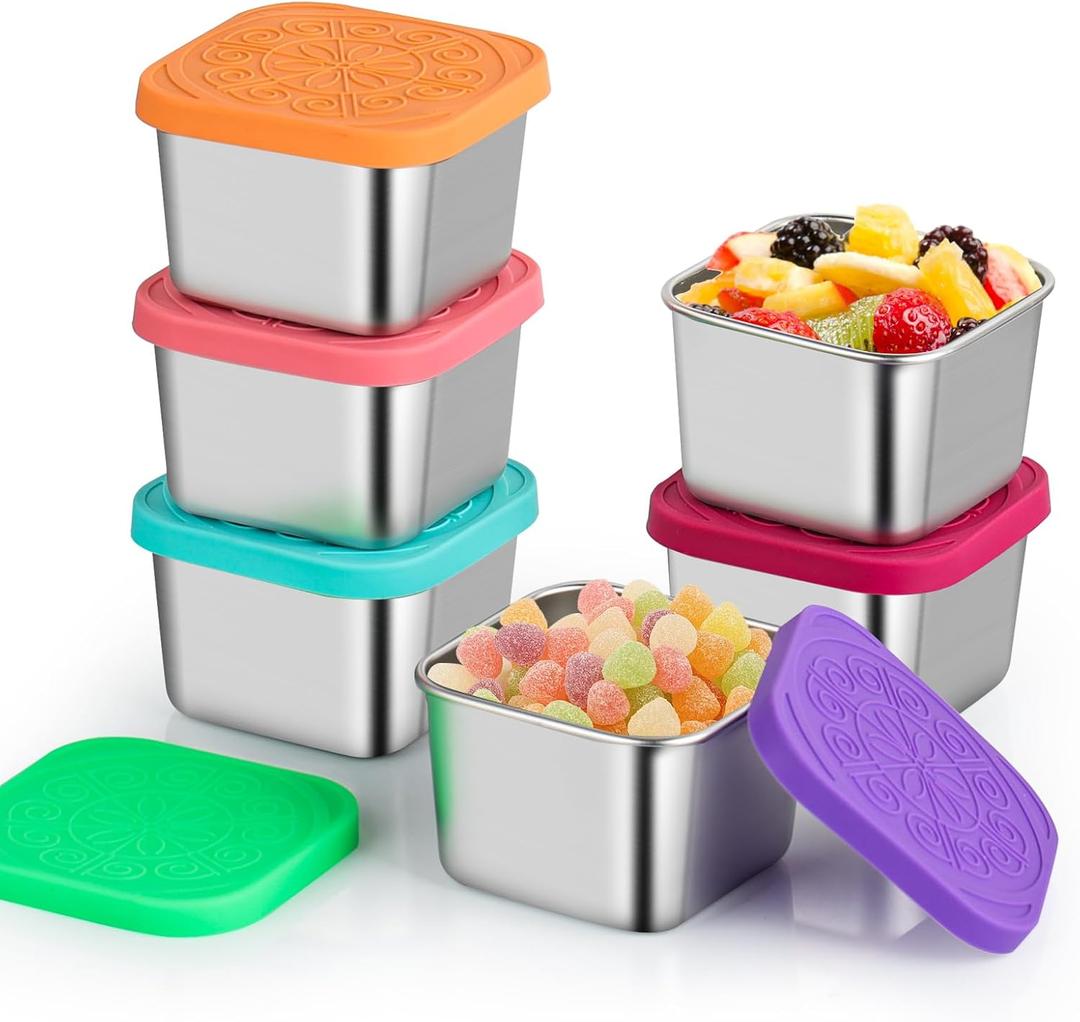 6Pack 6oz Snack Containers for Kids with Silicone Lids Sauce Cups Salad Dressing Containers for Lunch Box