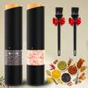 Electric Salt and Pepper Grinder Set - Adjustable Coarseness, Battery-Operated with LED Light, 360 Transparent Design for Kitchen & Outdoor Cooking, Perfect for Home Chefs & Gift Shoppers (Black)
