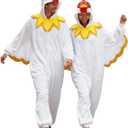 vavalad White Chicken Adult Onesie, Chicken Halloween Costume Cosplay Sleepwear Size L