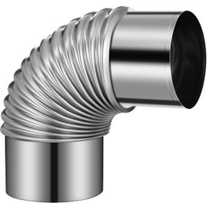 Stove Pipe, 90 Degree Corrugated Elbow 3. 14in Stainless Steel Chimney Flue for Outdoor Camping Stove