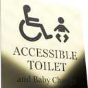 Accessible Toilet and Baby Change Sign - Adhesive Sign Notice - Gold with Black Text and Graphics