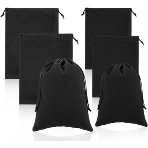 Yuanchu 6 Pcs Black Velvet Drawstring Bags, Velvet Drawstring Pouch Velvet Drawstring Gift Bags Small Drawstring Bags Jewelry Bags With Drawstring,9X6.7Inch,7.8X5.9Inch(Black)