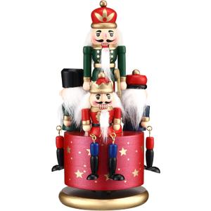 Nutcracker Music Box Wooden Nutcracker Soldier Toy Handmade Nutcracker Figures Christmas Nutcrackers Soldiers Wind up Musical Box Clockwork Christmas Music Box for Gift Home Decor (Stylish Style)