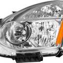Headlight Assembly for 2008-2013 Nissan Rogue & 2014-2015 Rogue Select, Driver Side, Chrome Housing, Amber Reflector, Clear Lens, OE Replacement