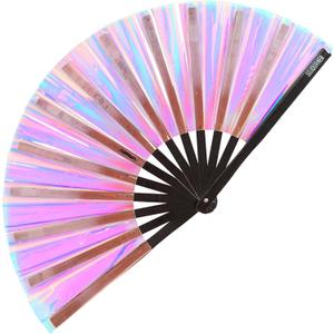 SoJourner Bags Rave Fan - Large Folding Fan - Clack Fan Hand Fan for Raves, Halloween, Burlesque, Rainbow Outfits for Women & Festival Accessories (Velvet)