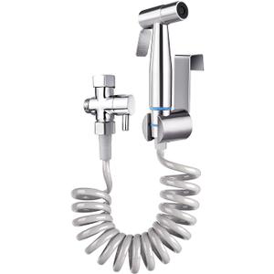 TURLEE-Handheld Bidet Sprayer for Toilet -Brass T-valve Adapter, Sprayer Adjustable Water Pressure Control with Bidet Retractable Spring Hose for Feminine Wash