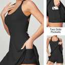 Heathyoga Tennis Dress with Built in Shorts and Bra Athletic Dress for Women Summer Cut Out Twisted Golf Workout Dress (Black, XXL)