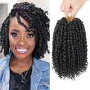 Passion Twist Hair - 6 Packs 8 Inch Passion Twist Crochet Hair For Women, Crochet Pretwisted Curly Hair Passion Twists Synthetic Braiding Hair Extensions(8 Inch 6 Packs, 1B)