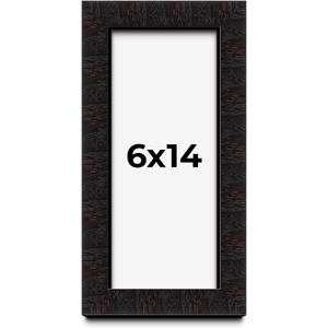 6x14 Shadow Box Black Solid Wood Display Picture Frame | 1 Inch Rabbet Depth | | 1.375 Inch Moulding Width | Grant Mid Century Photo Frame Complete with UV Acrylic, Backing & Hanging Hardware