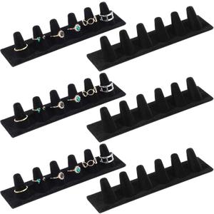 Hpmjz 6 Pcs 6 Finger Ring Holder Black Velvet Ring Display Stand Jewelry Storage Organizer Rings Display Stand for Selling Retail Stores Exhibitions Home Drawer