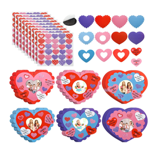 Saysurey 24 Pack Valentine Picture Frame Craft Kits for Kids Valentine's Day DIY Heart Photo Frame Bulk Magnet Classroom Art Crafts for Valentine's Day Party Decorations Gifts Game Class Activities