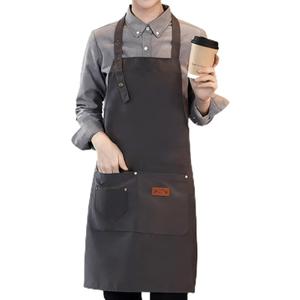 Chef Apron-Cross Back Apron for Men Women with Adjustable Straps and Large Pockets Canvas Black Waterdrop Resistant