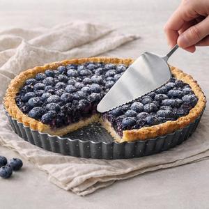 9 Inch Perforated Quiche Pan for Crispy Crust w/Cake Server. Removable Bottom, Non-Stick Coating, Rugged Carbon Steel Dish for Tart Quiche Pie Baking. Gift for Christmas Thanksgiving Party (Perforated 9.5IN*1.2IN)