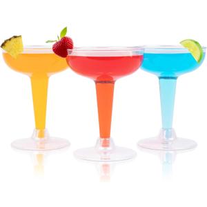 Prestee 24 Clear Plastic Coupe Glasses 4oz - Disposable Plastic Cocktail Cups, Martini Glasses, Margarita Glass, Champagne Glass for Parties, Cinco de Mayo, Taco Party, Weddings Decorations